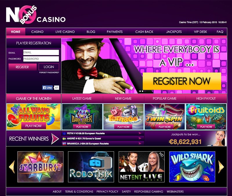 No Bonus casino screenshot
